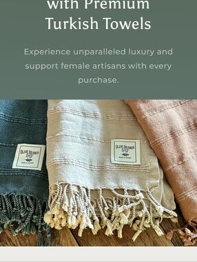 Turkish Towel - Cream, Dusty Pink, Forest Green